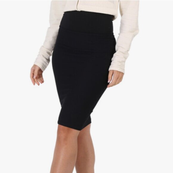 NWT WOLFORD OTTAMAN RIBBED SUPER STRETCH PENCIL SKIRT IN BLACK - Picture 2 of 8